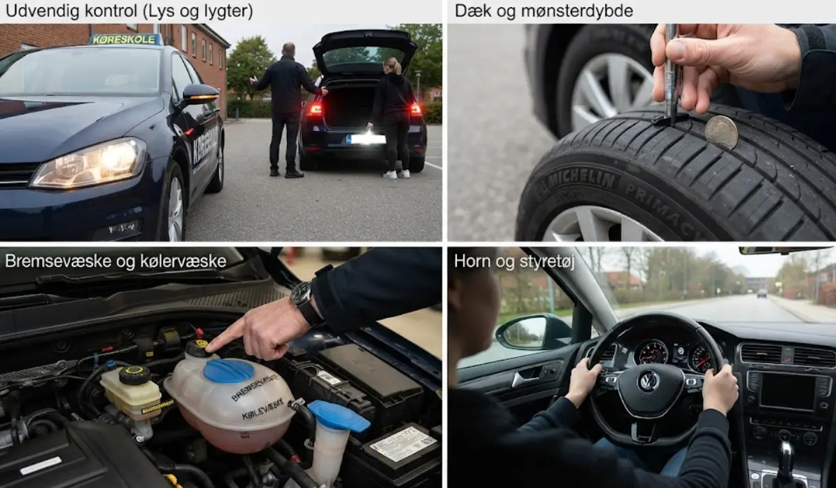 Kontrolspørgsmål til bilen før køreprøven